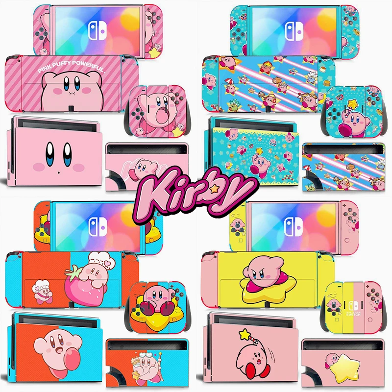 Star Kirby Cartoon Switch Stickers for Switch Oled Pvc Anime Figure Skin Stickers Game Console Accessories Protection Film Full