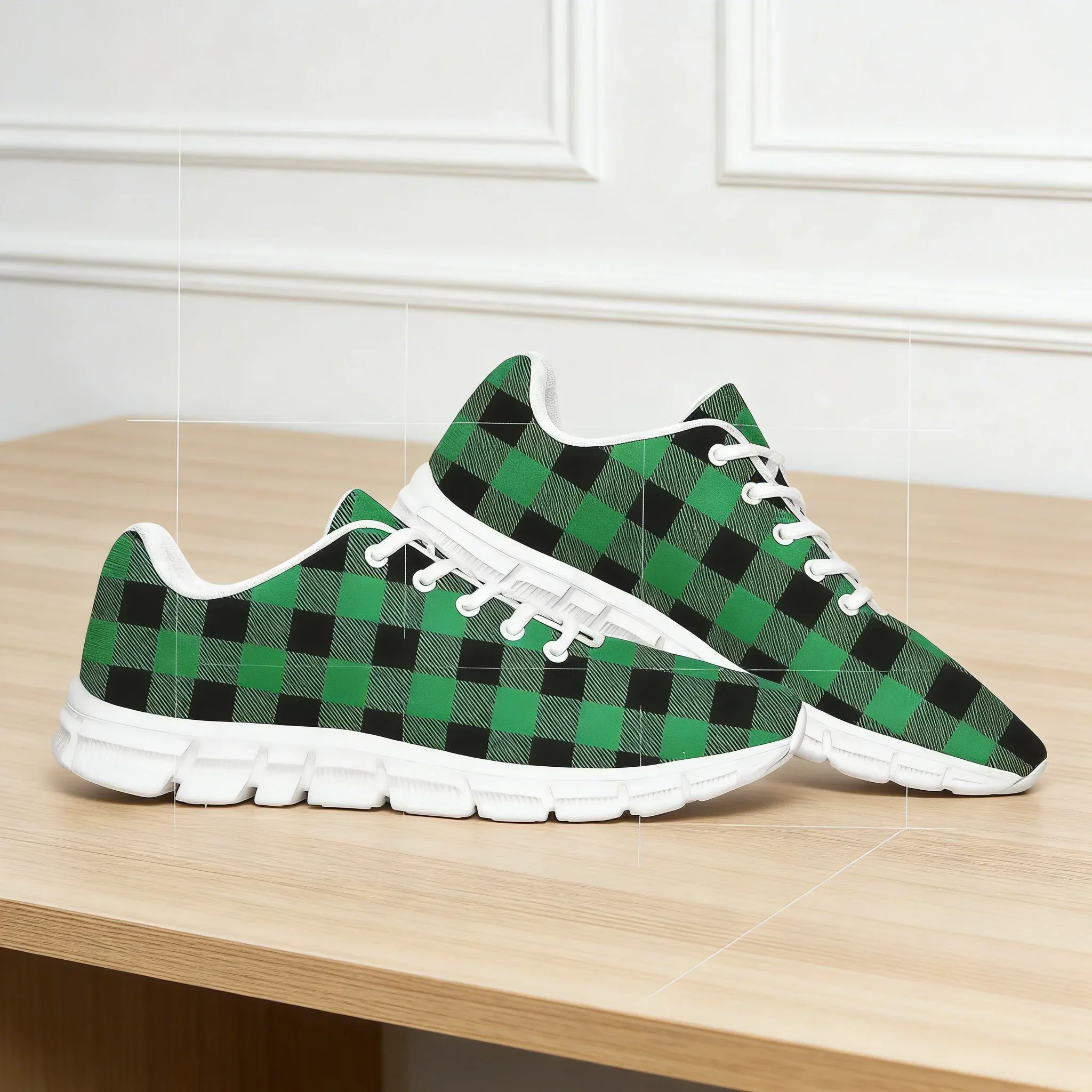 

Custom Buffalo Plaid Sneakers for Men & Women, High-Quality Casual Couple Shoes in White