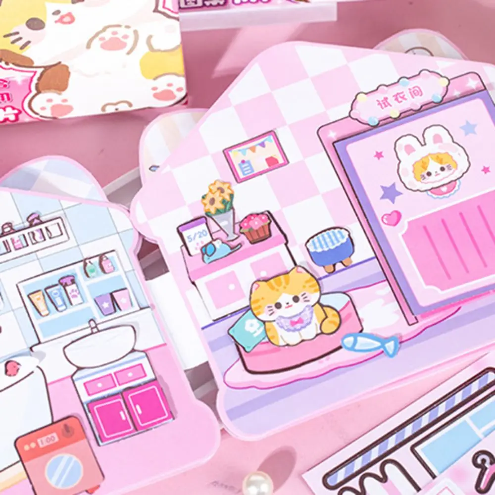 

Kawaii Монтессори, магнитная тихая книга, ручная работа, наклейка с мультяшным котом, книга, бумажная ручная книга, сделай сам, детская занятая книга, игрушка для детей