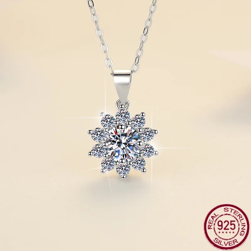 

Новый S925 чистый серебряный кулон на ключицу, классическая мода, горячая распродажа, ожерелье с муассанитом и подсолнухом, свадебные украшения