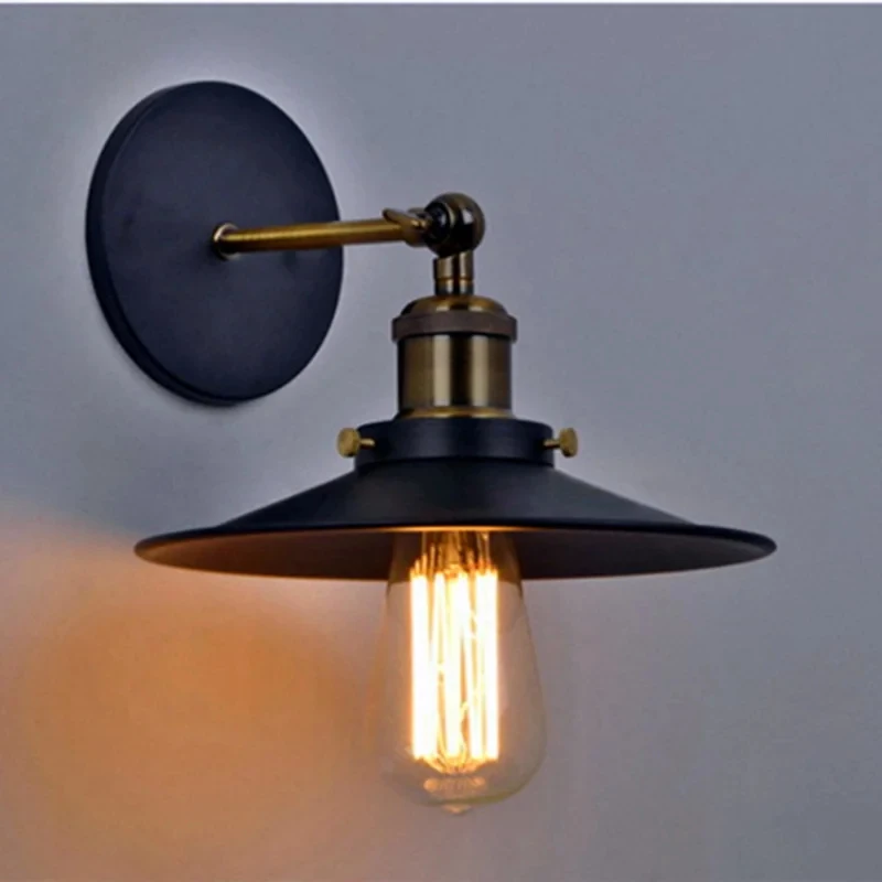 Vintage Industrial Wall Sconce with Adjustable Arm & Brass Finish for Kitchen, Bedroom, and Cafe Lighting