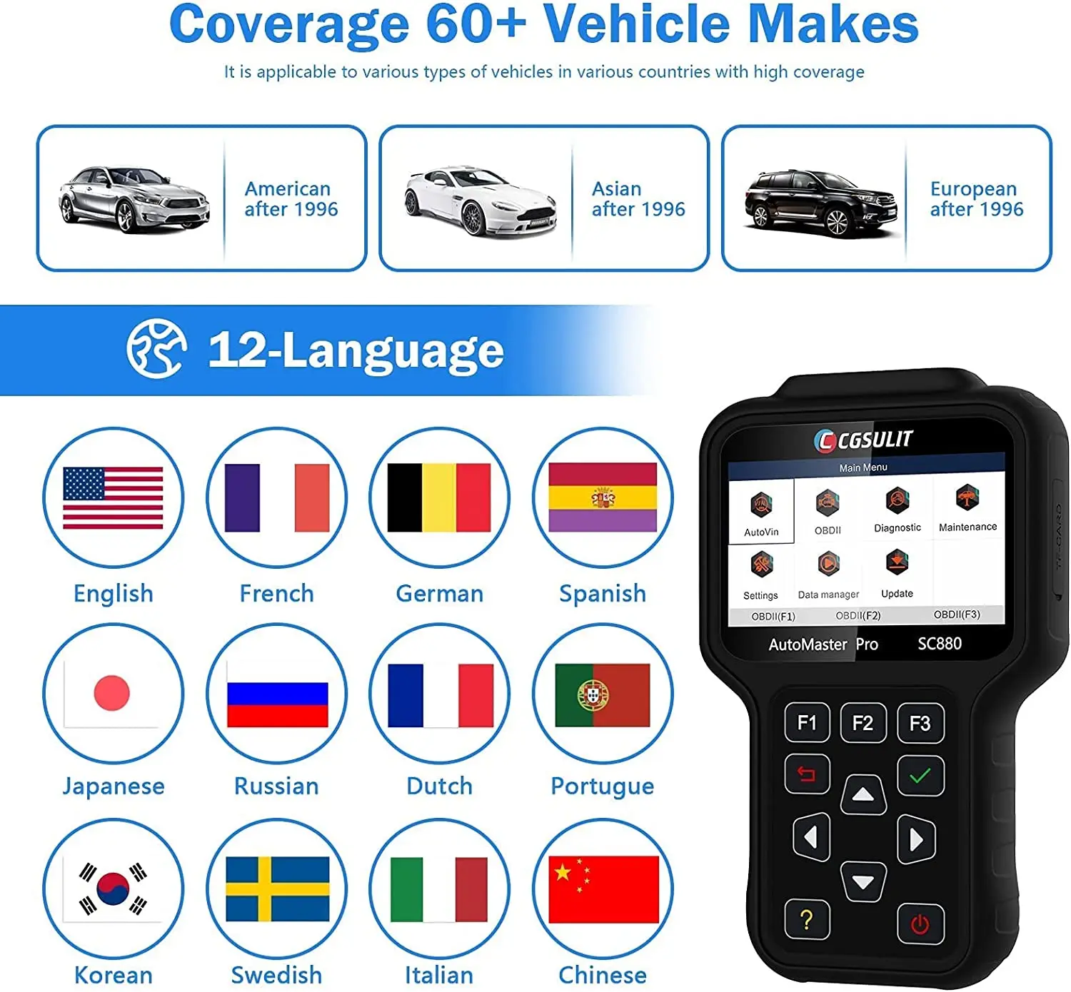 SC880 آلة تشخيص السيارات شاحنة ماسح ضوئي تشخيصي للسيارات والشاحنات 12 فولت و 24 فولت أداة تشخيص السيارات الفعالة