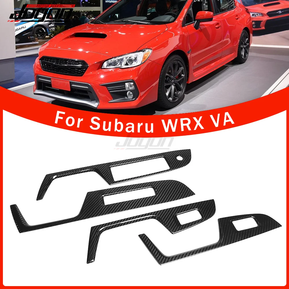 For Subaru WRX STI VA 2018-2022 Car Interior Accessories Door Armrest Window Switch Lift Cover Trim Real Cabon Fiber Black 4pcs