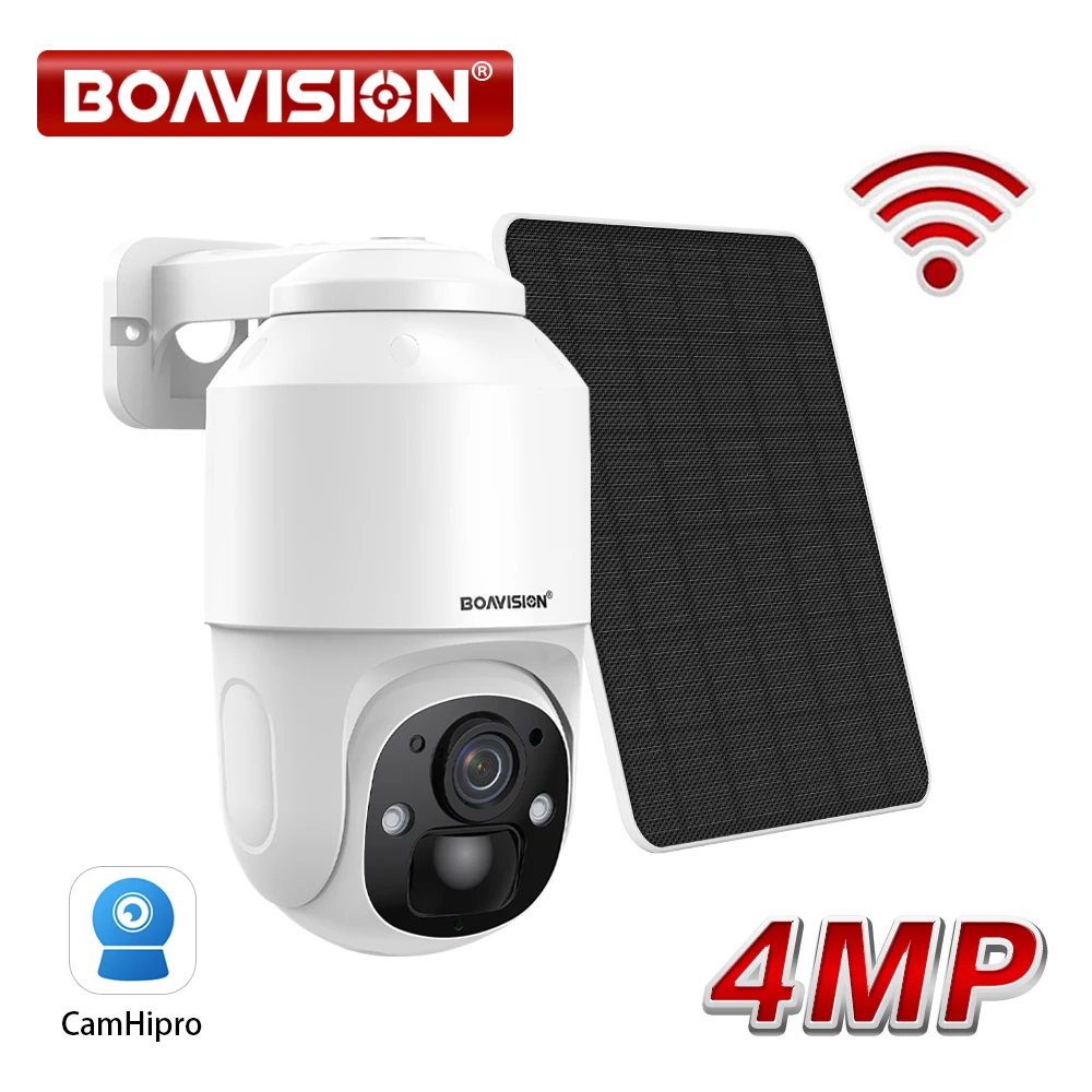 Wireless WIFI Solar Panel Camera Outdoor 2MP 4MP PIR Human Detection Built-in 9000mah Rechargeble Battery Security Camera