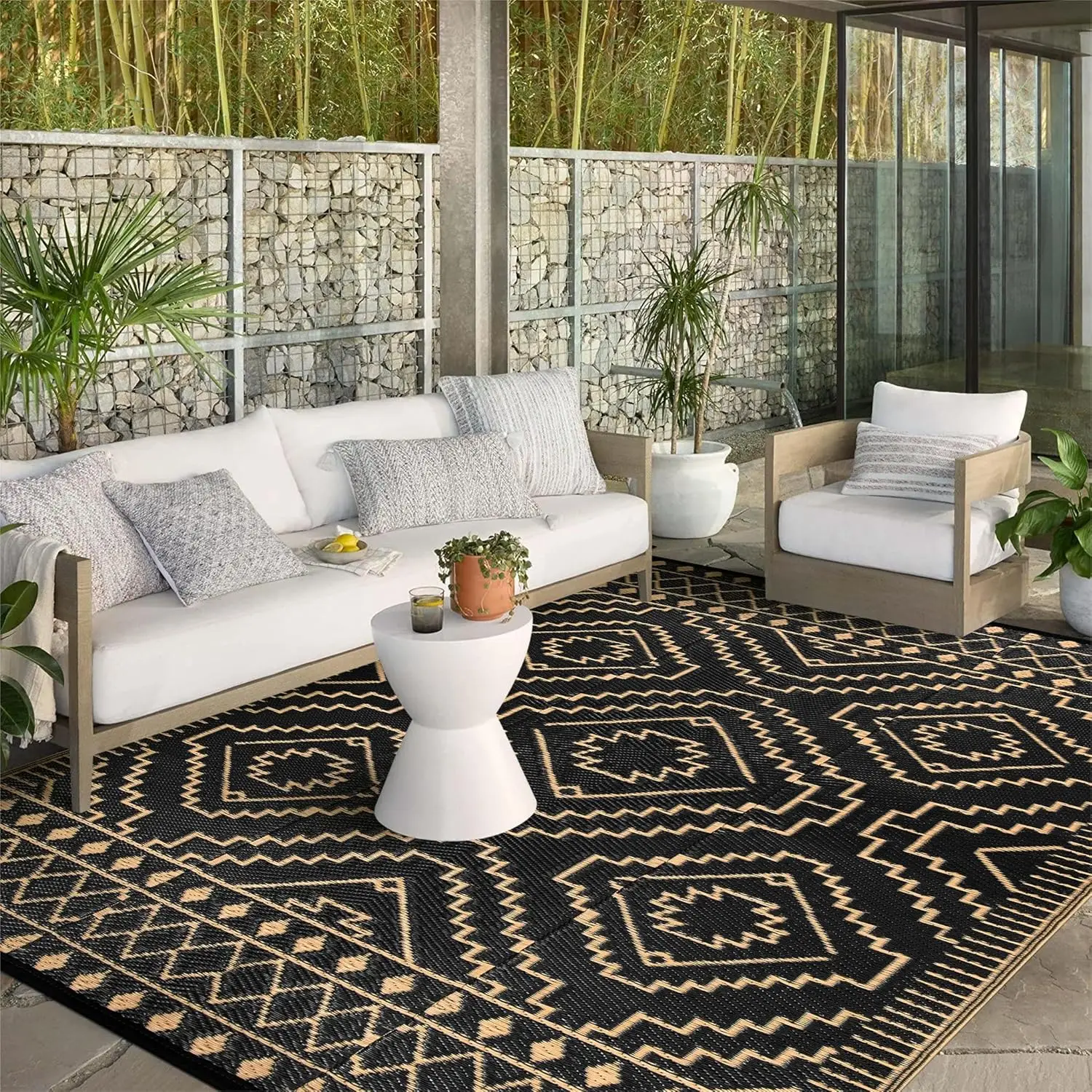 

8x10 Outdoor Rug, Large Waterproof Reversible Outdoor Patio Area Rug, Indoor/Outdoor Plastic Straw Portable Camping Rug for O