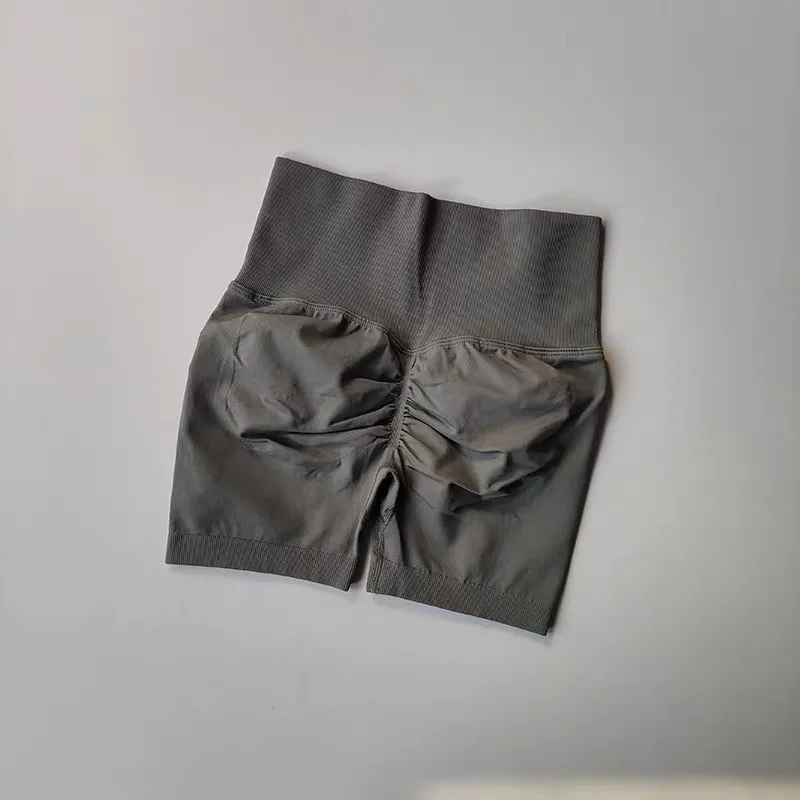 Damen-Sportshorts mit hoher Taille, pfirsichfarben, Hüftheben, Taillenstraffung, Abnehmen, Laufen, Training, Fitness-Kleidung – Detail 15