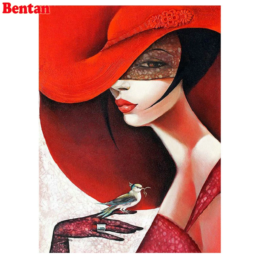 Diy square/round diamond painting Abstract hat woman pictures rhinestones embroidery diamond mosaic sale 5d cross stitch