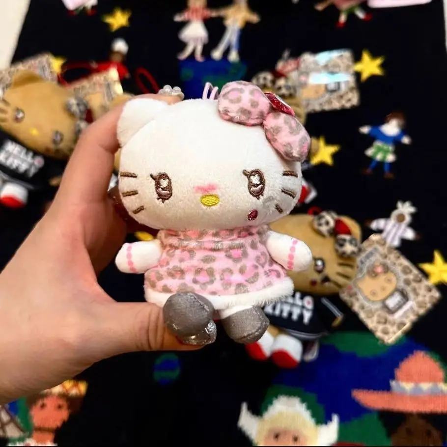 Sanrio Hello Pochacco Cross-Dressing Leopard Print Outfits Plush Doll Keychain Backpack Pendant Car Key Ornament Birthday Gift