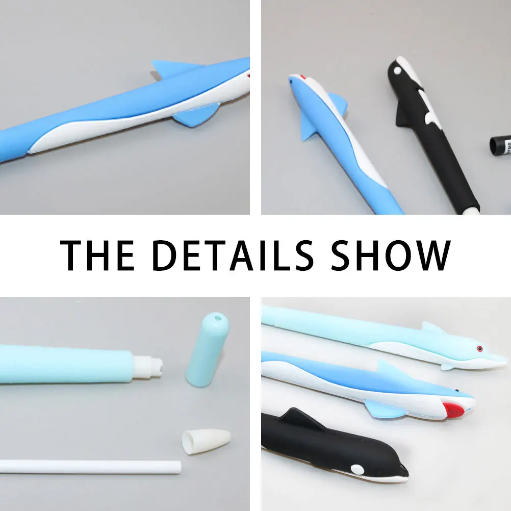 

12 Pcs Dolphin Pen Students Stationery Black Gel Pens School Supplies Dolphin-shaped Gift Writing