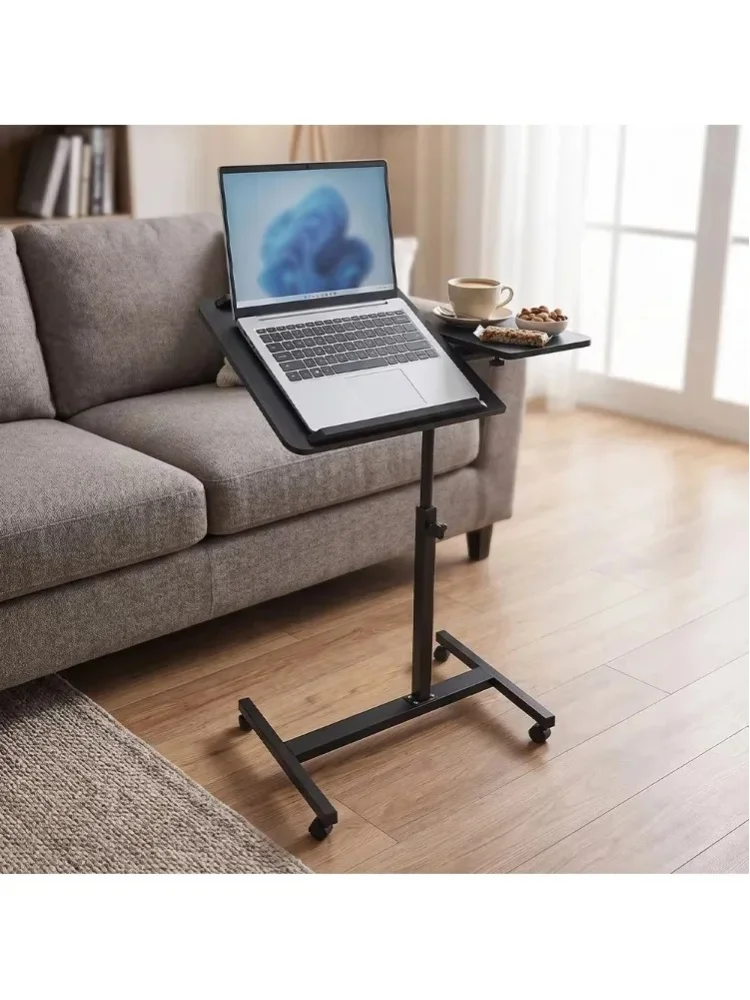 Regulowane po wysokości, mobilne biurko na laptopa z kółkami, 59–89 cm, z możliwością regulacji kąta nachylenia blatu, przenośny stolik boczny do łóżka, sofy, biura domowego, do pracy, czytania i — 2