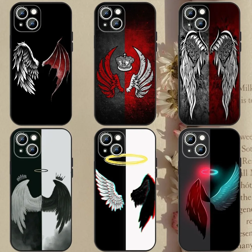 Angel And Demon Wings  Phone Case Phone Case For Apple iPhone 15,14,13,12,11,XS,XR,X,8,7,Pro,Max,Plus,mini Silicone Black Cover