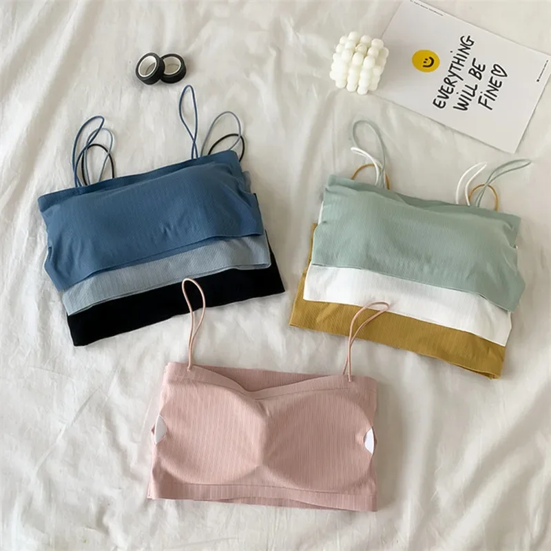 Atasan Bra Seksi Atasan Tabung Selempang Wanita Bantalan Dada Bersirkulasi Pakaian Dalam Tanpa Tali Blus Atasan Tabung Pita Pengikat Rambut