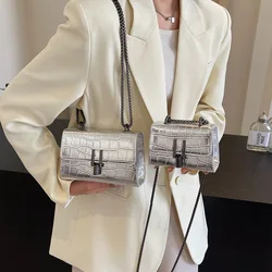 Luxury Handbags Famous Brand Women Bags Designer Lady Stone Pattern Shoulder Bags Silver Pu Leather Women Messenger Handbag