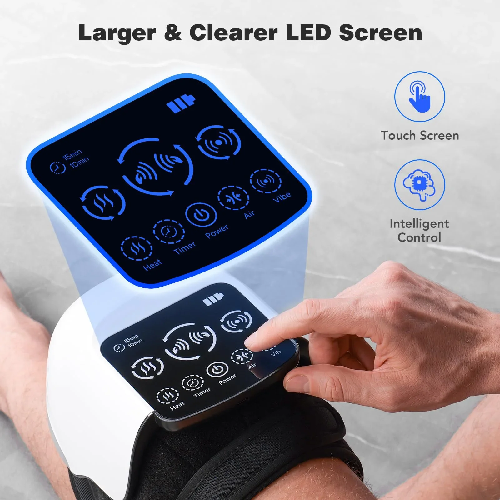4D Airbag Compression Electric Knee Massager, Vibration & Hot Compress Physiotherapy Instrument for Knee Joint Care