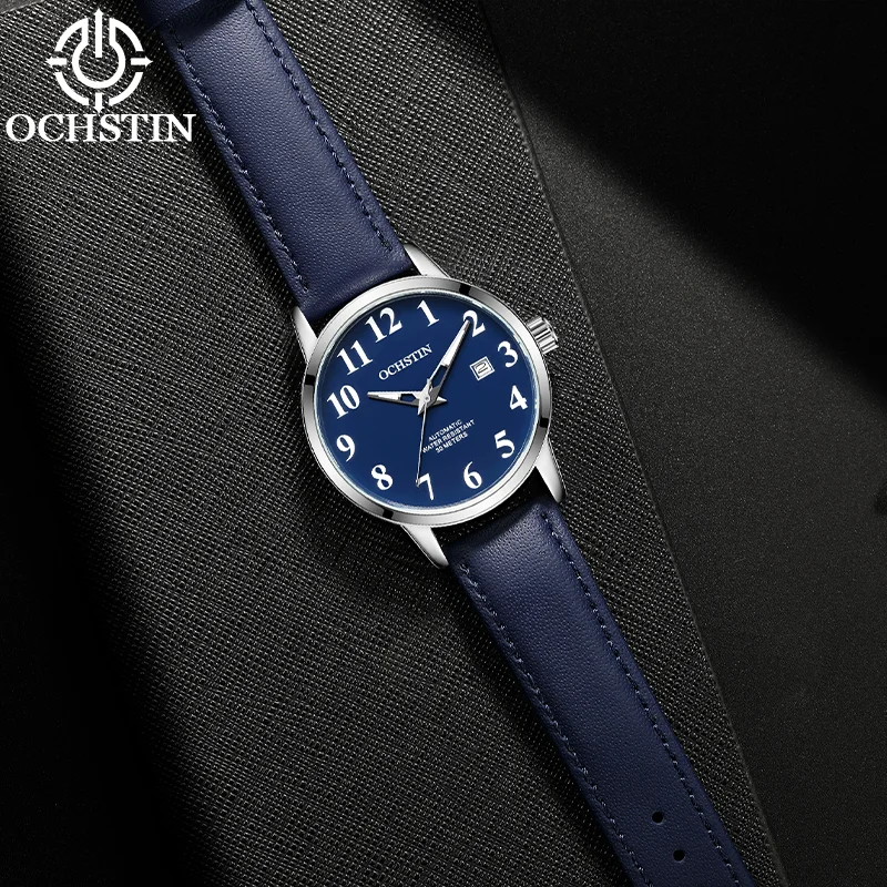 OCHSTIN Classic Master Business Wristwatch Man Comfortable Leather Band Precise Mechanical Movement Waterproof Wristwatch