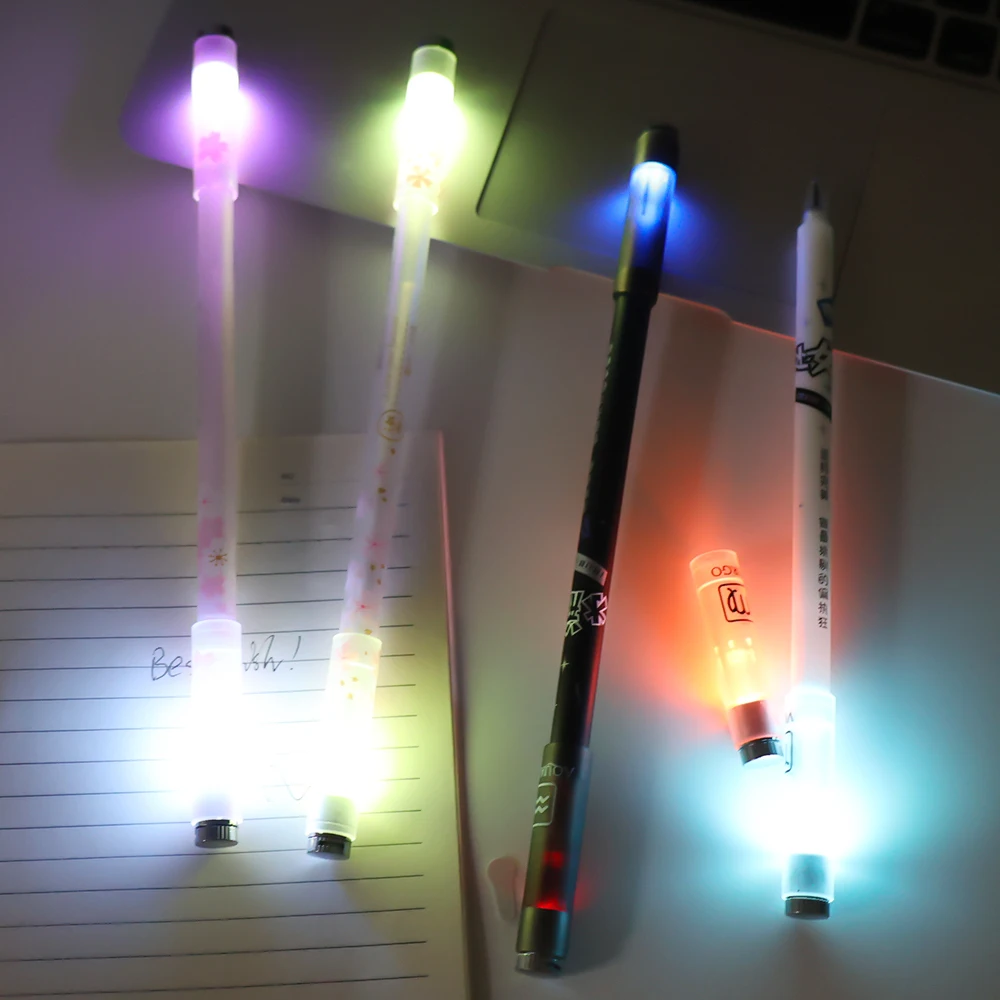 LED Flash Rotating Gel Pen Child Fashion Flash Spinning Pen Kids Cool Creativity Gift Student Stationery Gel Pen Office Supply