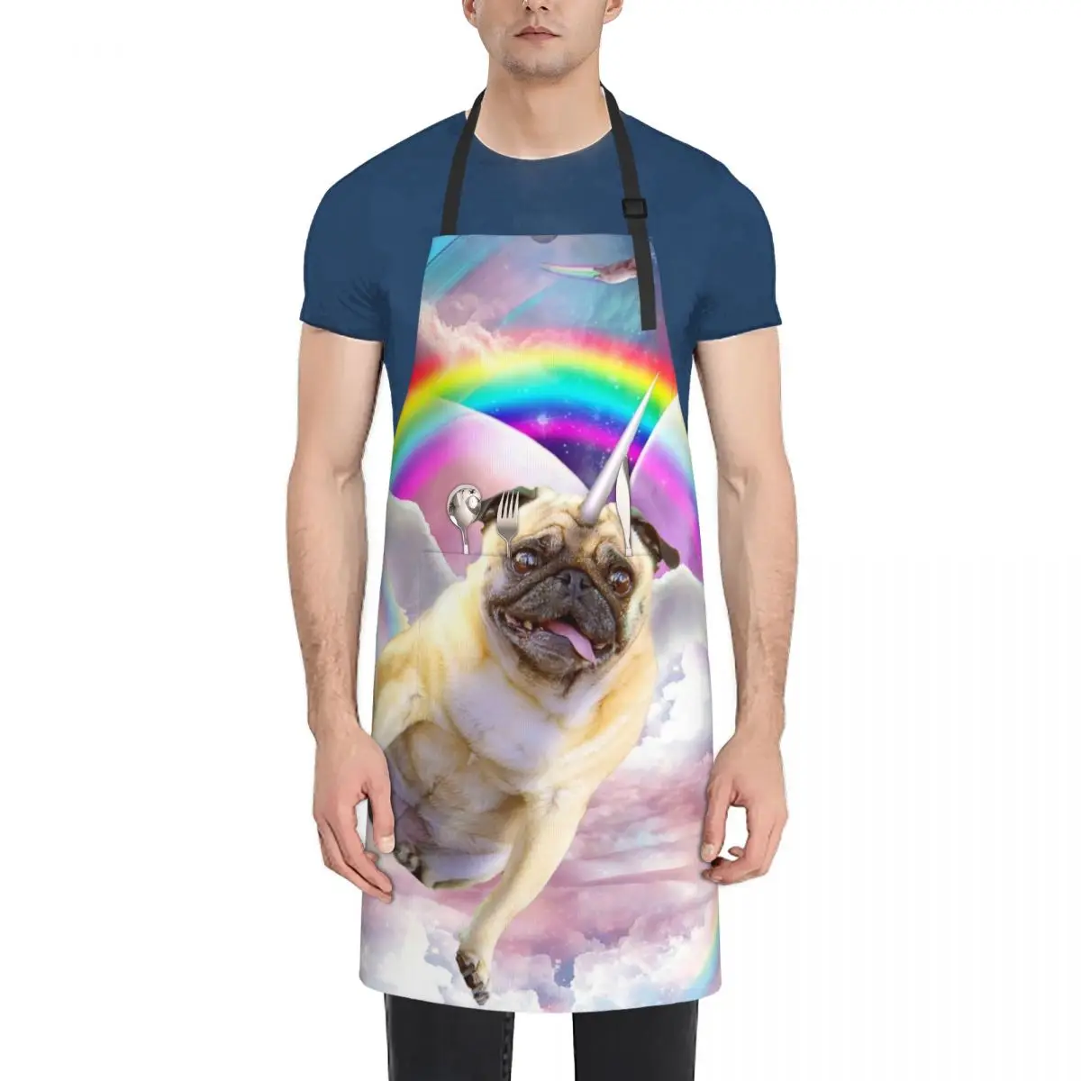 

Pug Unicorn - Cute Pugicorn Apron Barber professional hairdressing Kitchen Man Kitchen Household Items Apron