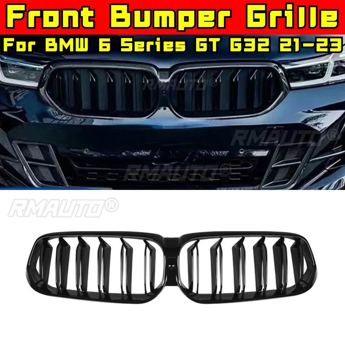 

Car Bumper Grill Decorative Strips Modification Part Front Bumper Grill For BMW 6 Series GT G32 2021-2023 Exterior Part