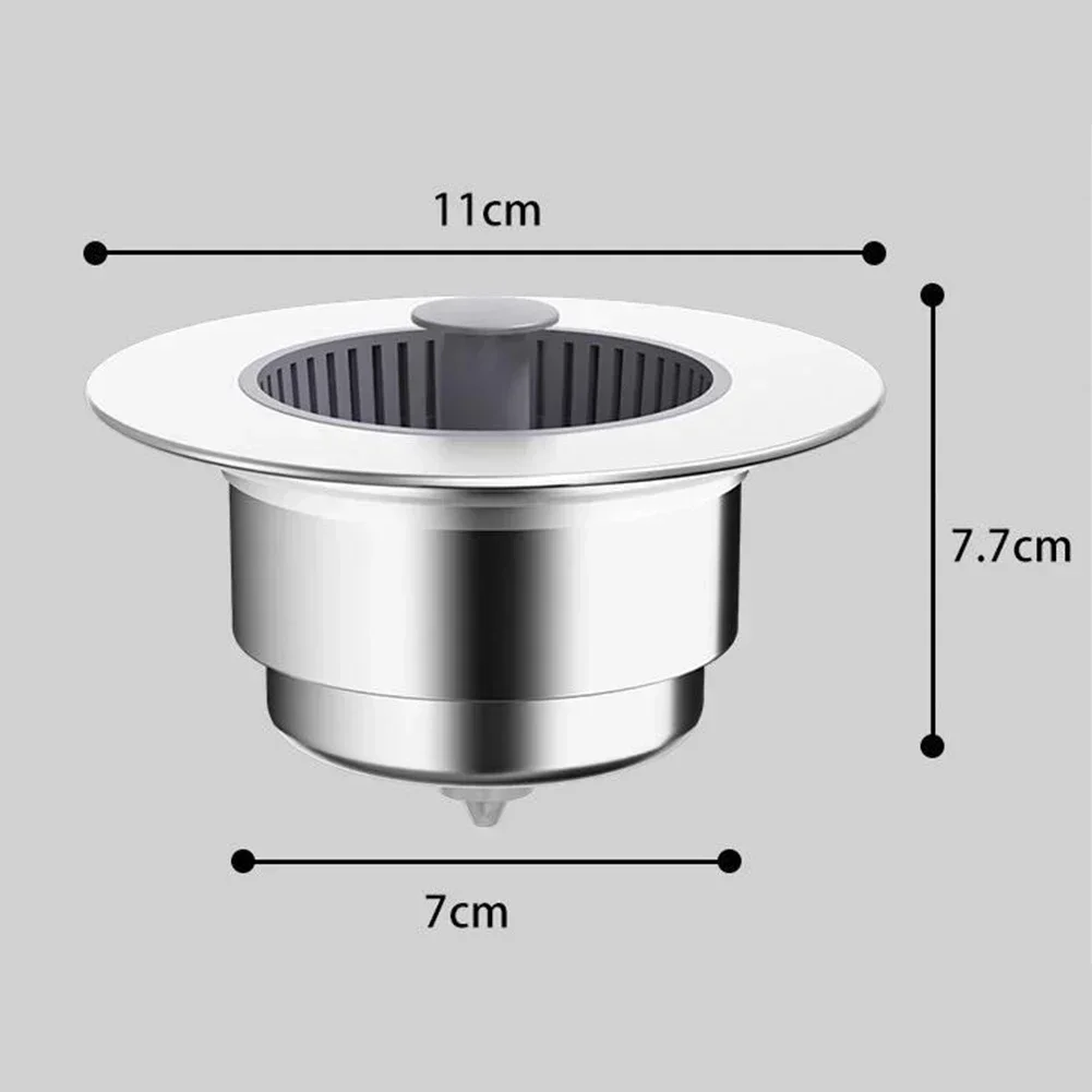 Küchenfilter für Waschbecken, 3-in-1, ABS-Edelstahl, Waschbecken, Sieb, Abflusskorb, Stoppen, Verstopfung, springender Kern, auslaufsicherer Stecker