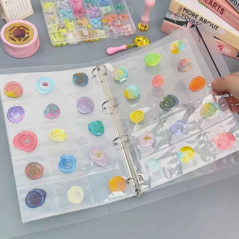 A4 4Holes PVC 15 Pocket Lacquer Coin Collection Loose Leaf Storage Bag Transparent Storage Tool Plastic Holder Storage Binding