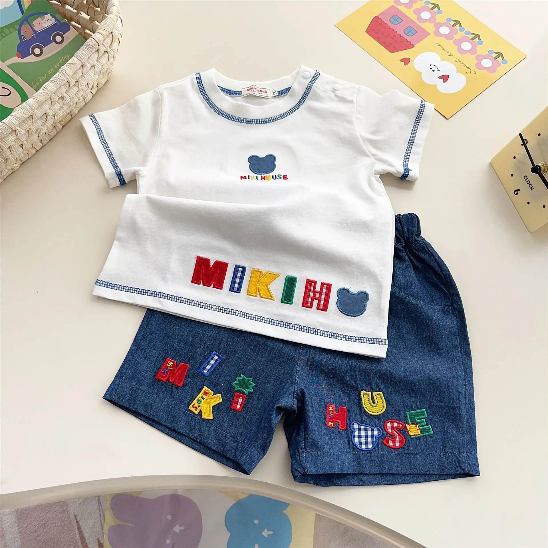 

Children's Letter Short Sleeve Set Wholesale 25 Summer New Style Boys And Girls Cartoon Bear Short Sleeve Children's Set