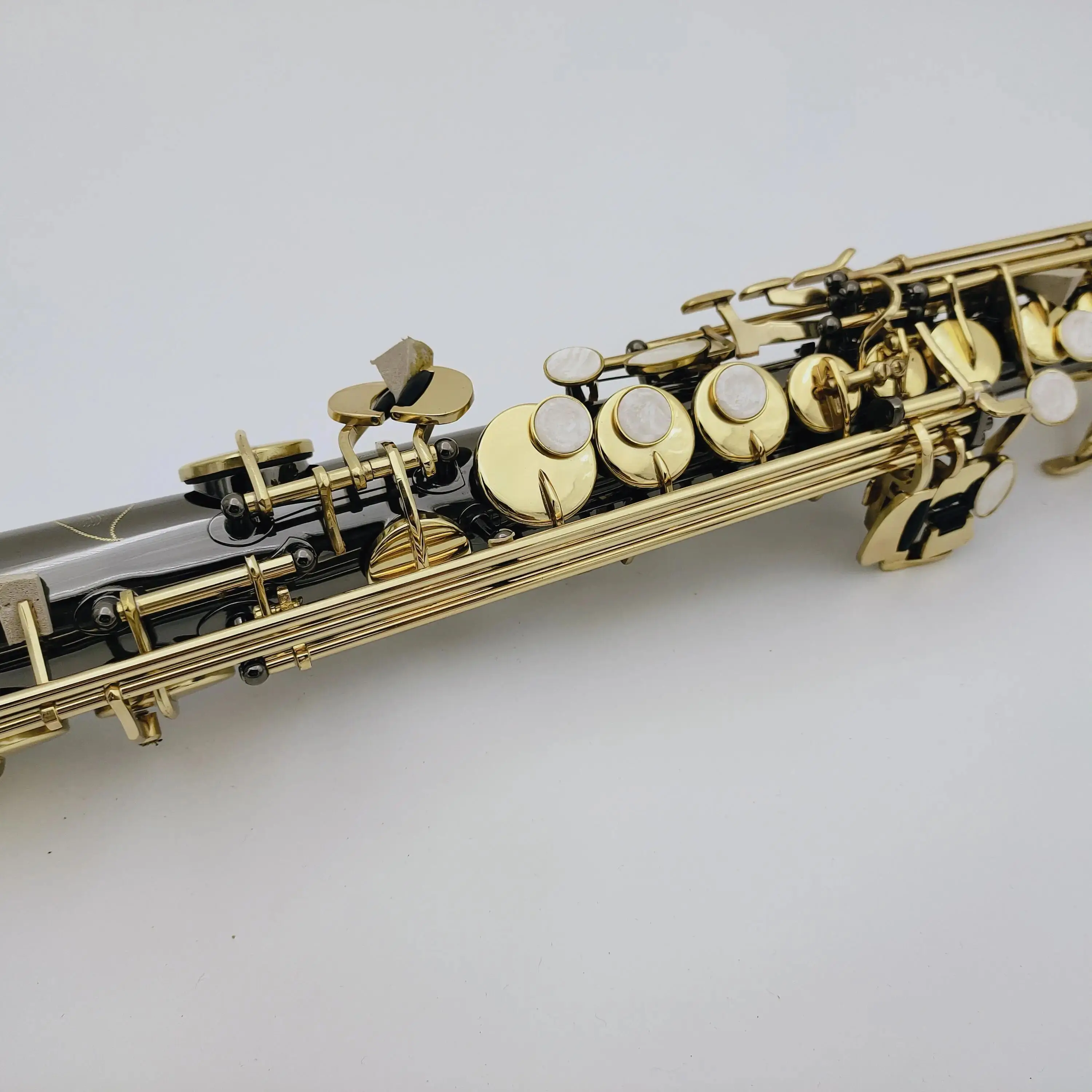 High-end black soprano saxophone B-flat nickel-plated shell button brass professional saxophone woodwind can be customized