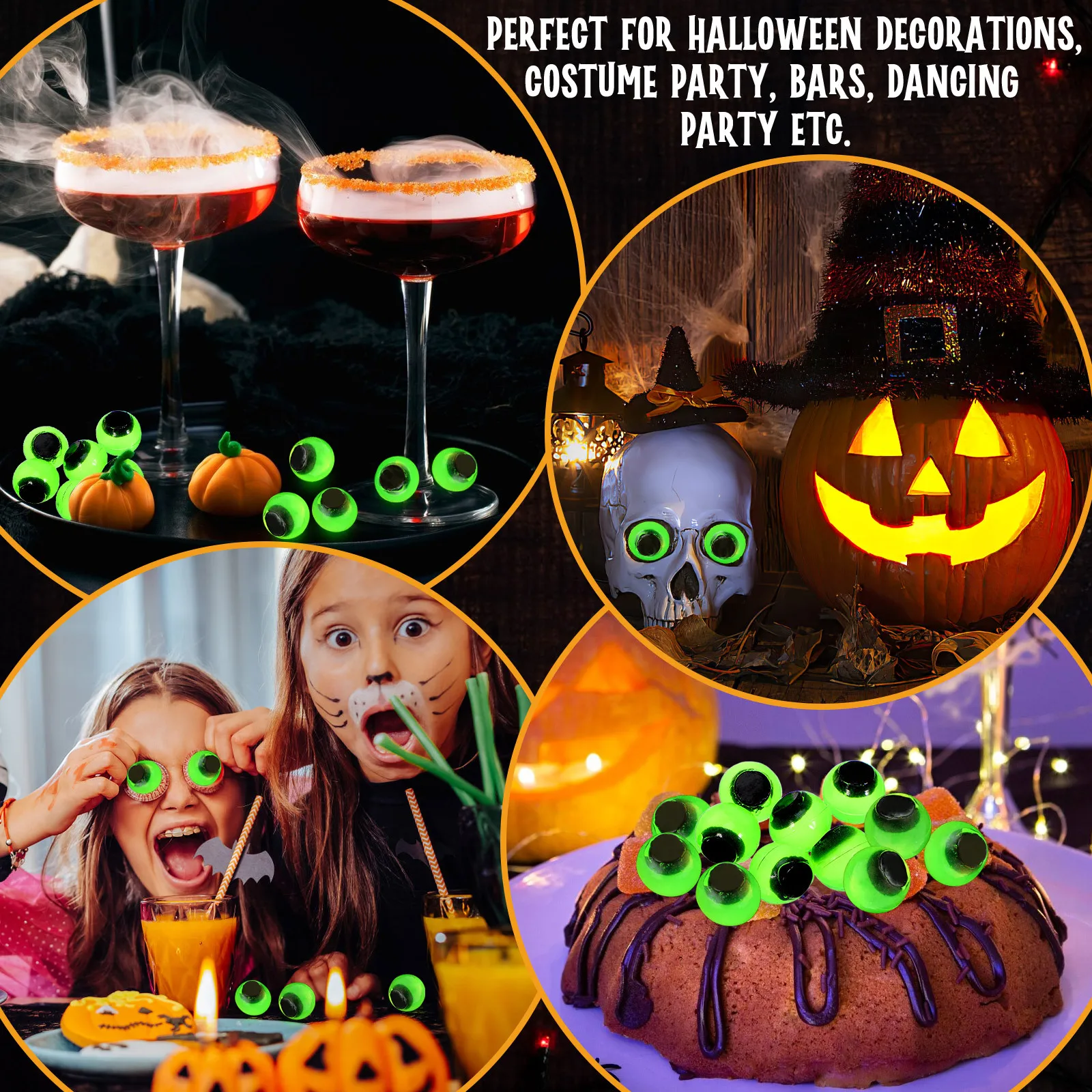 24個入り ナイトライト ホラーアイボール - ハロウィンパーティーの記念品、装飾、トリックに最適なホラーアイボール