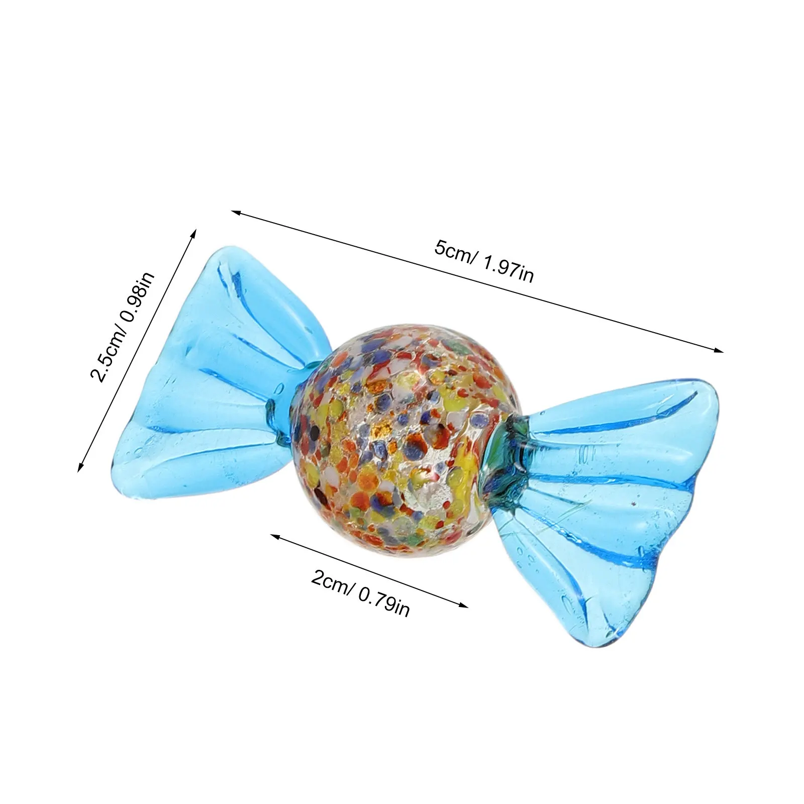 6Pcs Blown Glass Candy Sweets Transparent Fake Candy Ornaments Vintage Style Party Wedding Birthday Table Decoration