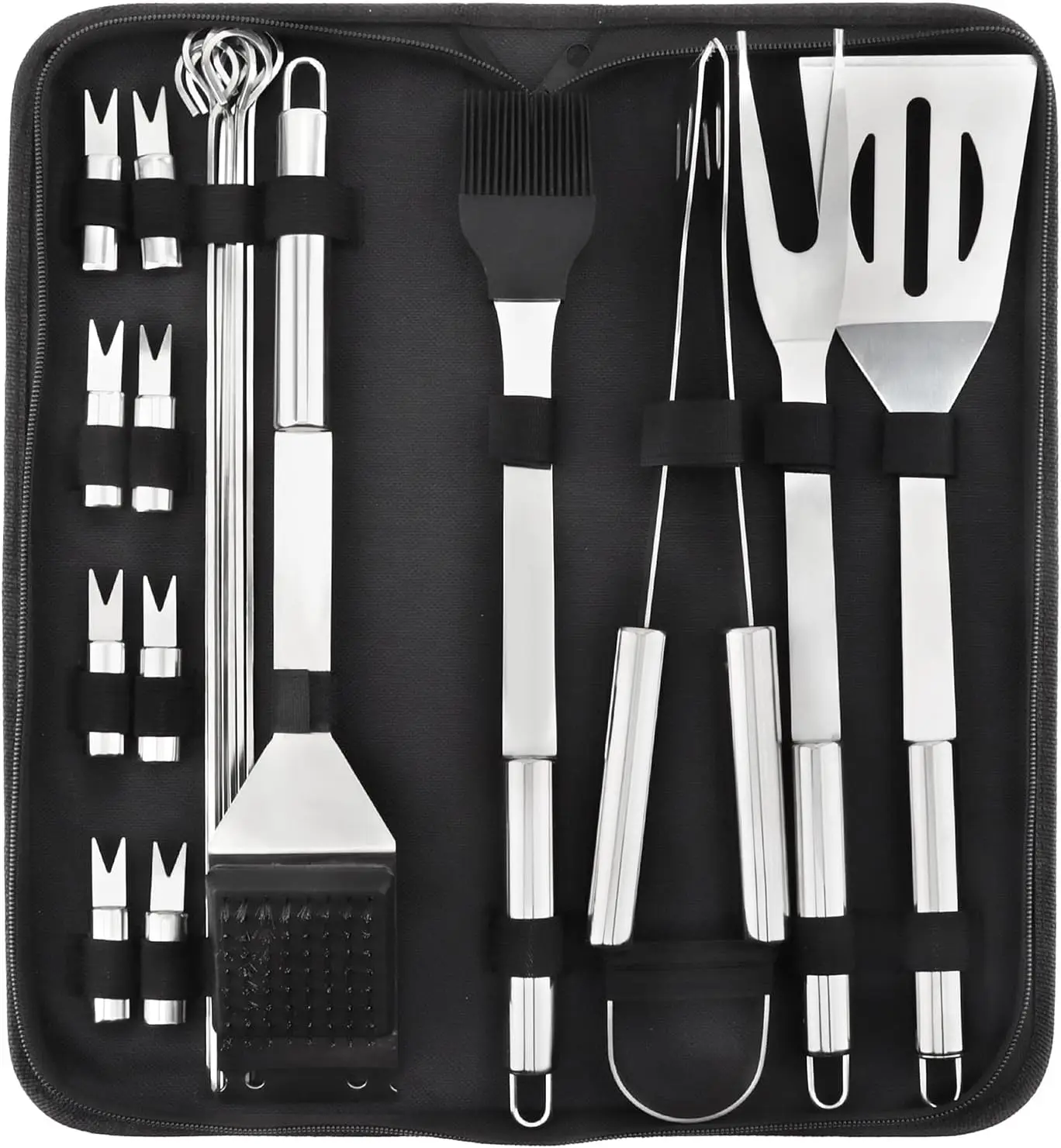 LMETJMA BBQ Grill Accessories Set Stainless Steel BBQ Utensil Kit with Case Portable Practical Grill Tools Utensils Kit