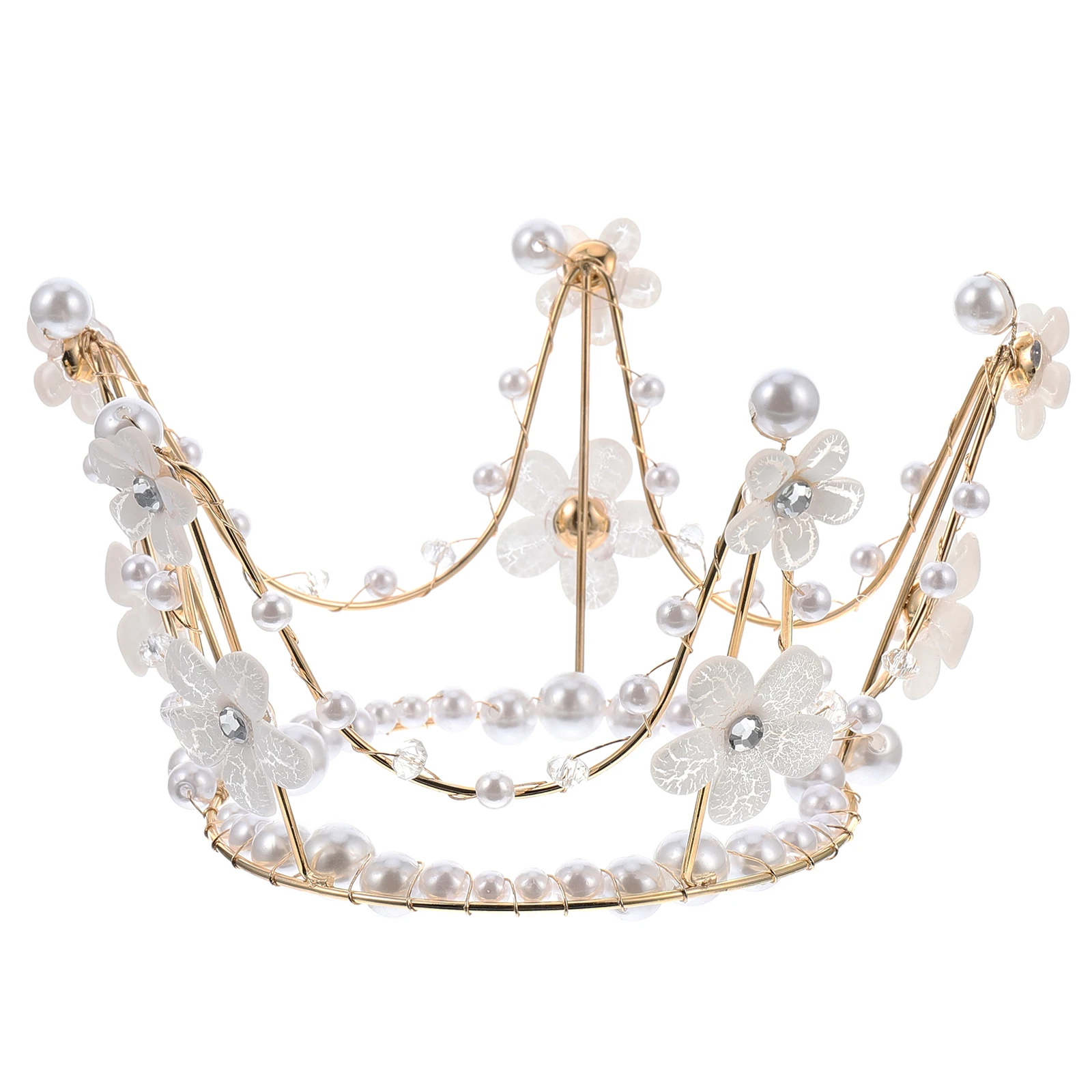 

Pearl Crown Headdress Fashion Decoration Cake nament Party Supplies Headwear Wedding Cake nament Pearl Crown