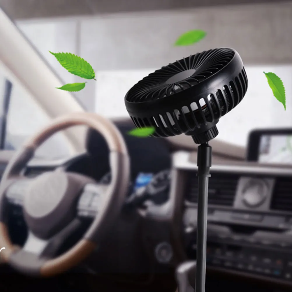 

1PC Car 12V 24V USB Cooling Portable for Vehicle Large Wind Force Single Black ABS Cup Holder Mount Dash Fan for Trucks