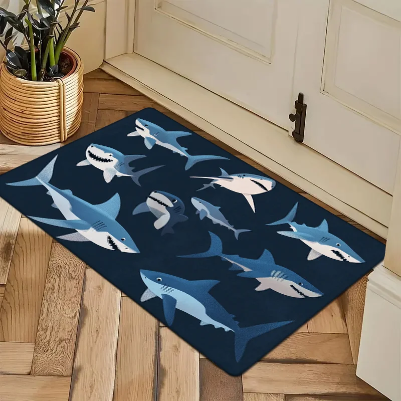 

1pc of Thickened Flannel Weighing Per Square Meter, Sponge Mat in a Rectangular Shape Featuring Blue-Gray Shar