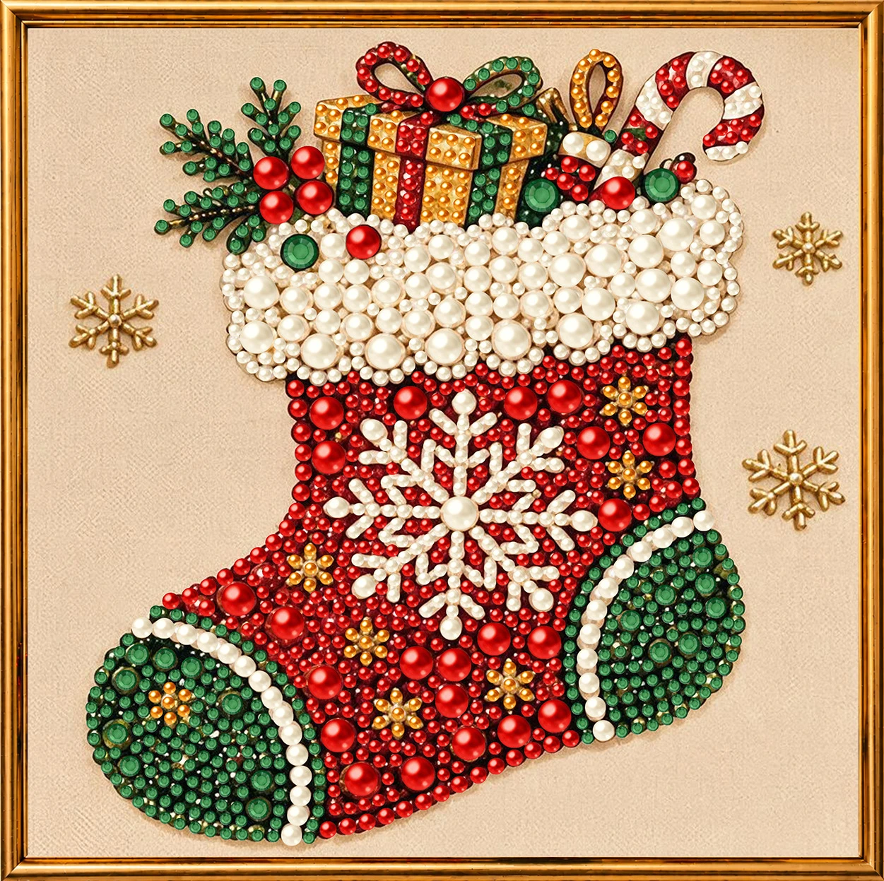 Weihnachts-Perlenmalerei DIY-Set, Weihnachtsmann mit bedrucktem Rand, handgemachtes Diamantmalerei-Dekorationswerk, Weihnachts-Hängedekoration-Bastelset für Erwachsene, einfach zu verwenden und stressabbauend, anfänger – Detail 5
