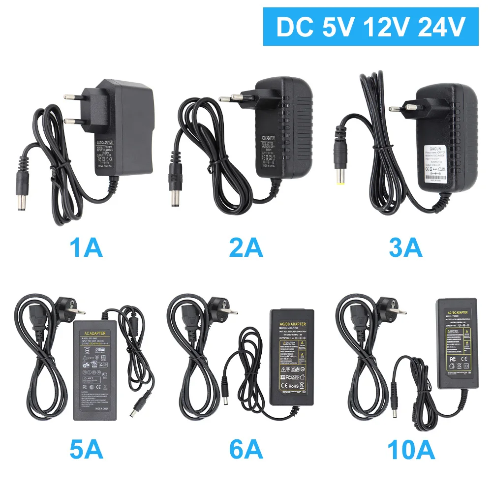 DC 5V 12V 24V Power Supply 1A 2A 3A 5A 6A 8A 10A Adapter  UK AU US EU Plug Charger 110V 220V Transformer LED Driver Converter