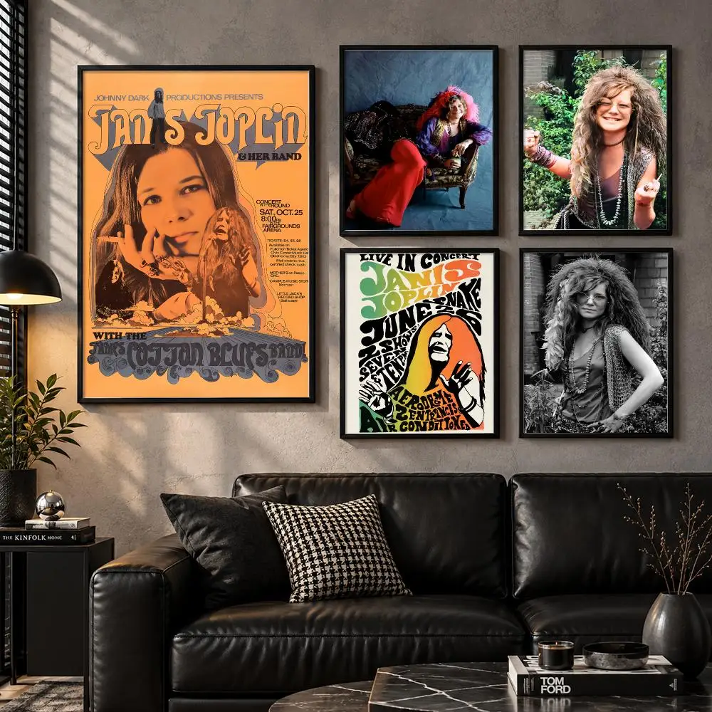 J-Janis Joplin Poster Modern Wall Art Sticker For Living Room Bedroom Bar Home Decor Mural Painting Decoration