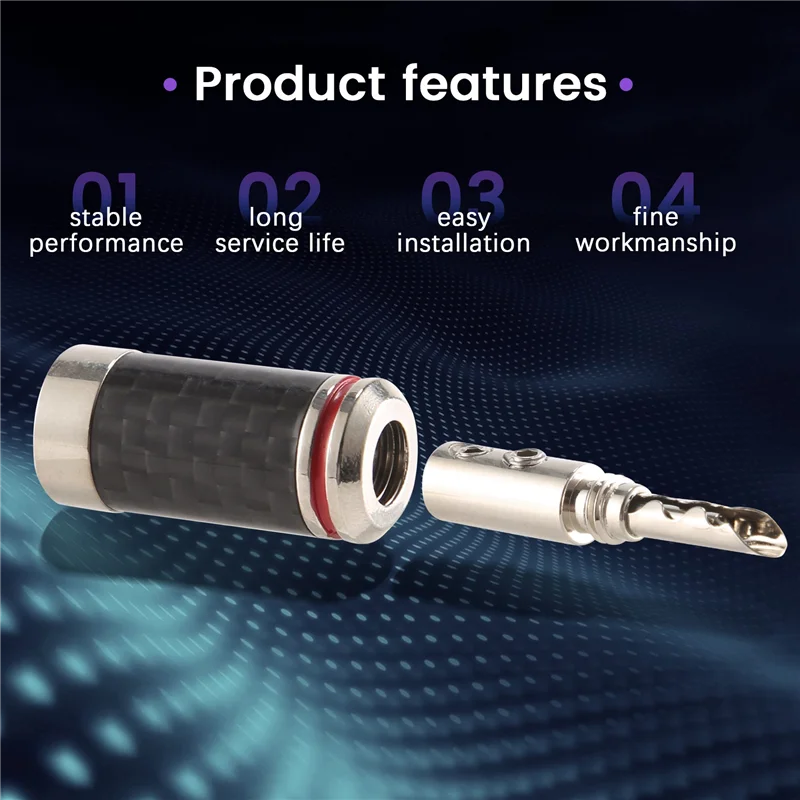 8Pcs Banana Plugs Hi-End HIFI DIY Carbon Fiber Copper Plated Rhodium Electrical Audio Jack Banana Connector Plug image 6