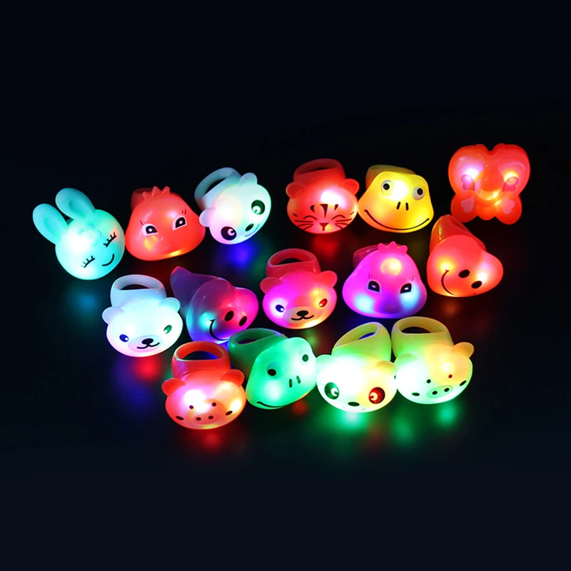 Criatividade Cartoon Animal LED brilhando Light Up Glowing Finger Rings Eletrônico Halloween Fun Brinquedos Presentes para Crianças Crianças