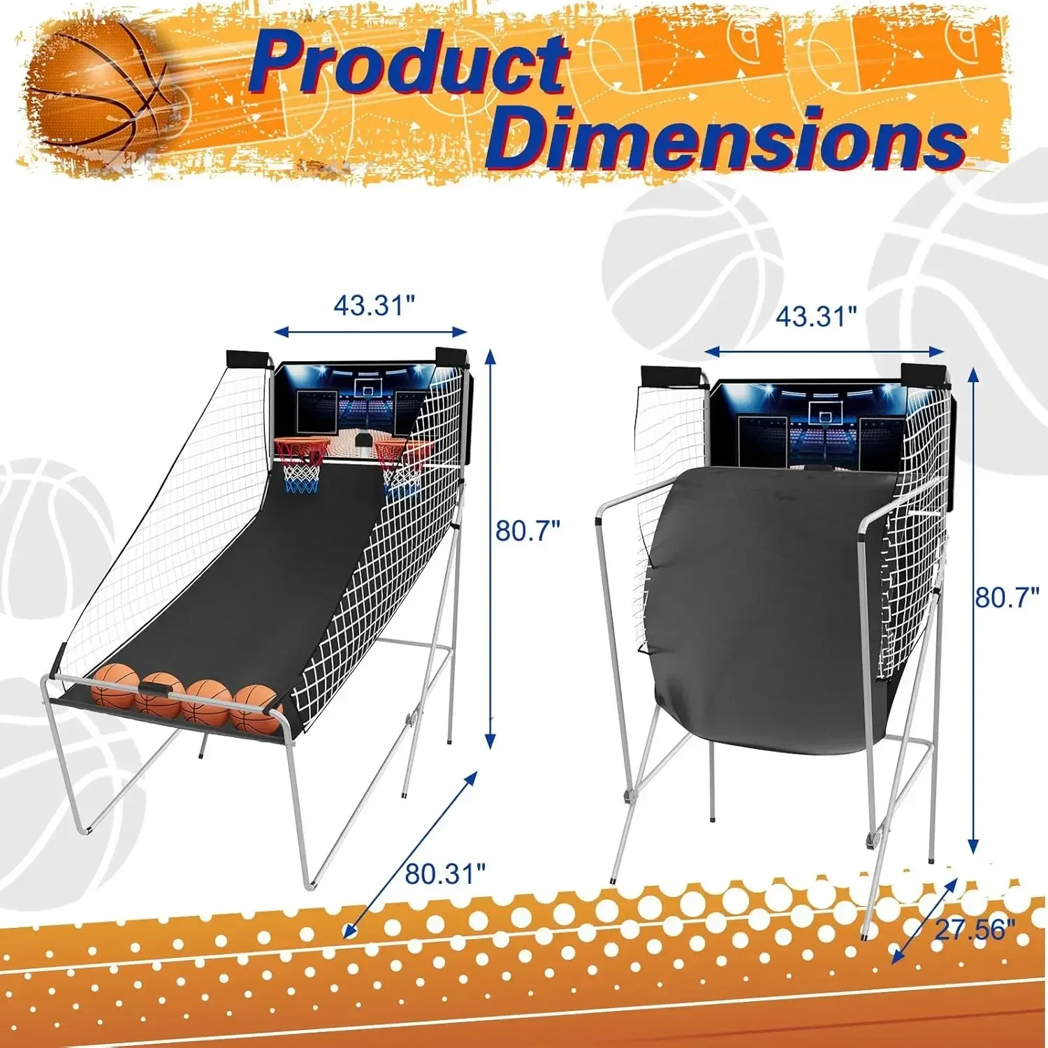 

[Flash Sale, Clearance!]Arcade Basketball Game, Dual Shot Electronic Basketball Game with 8 Game Modes, LCD Score Display