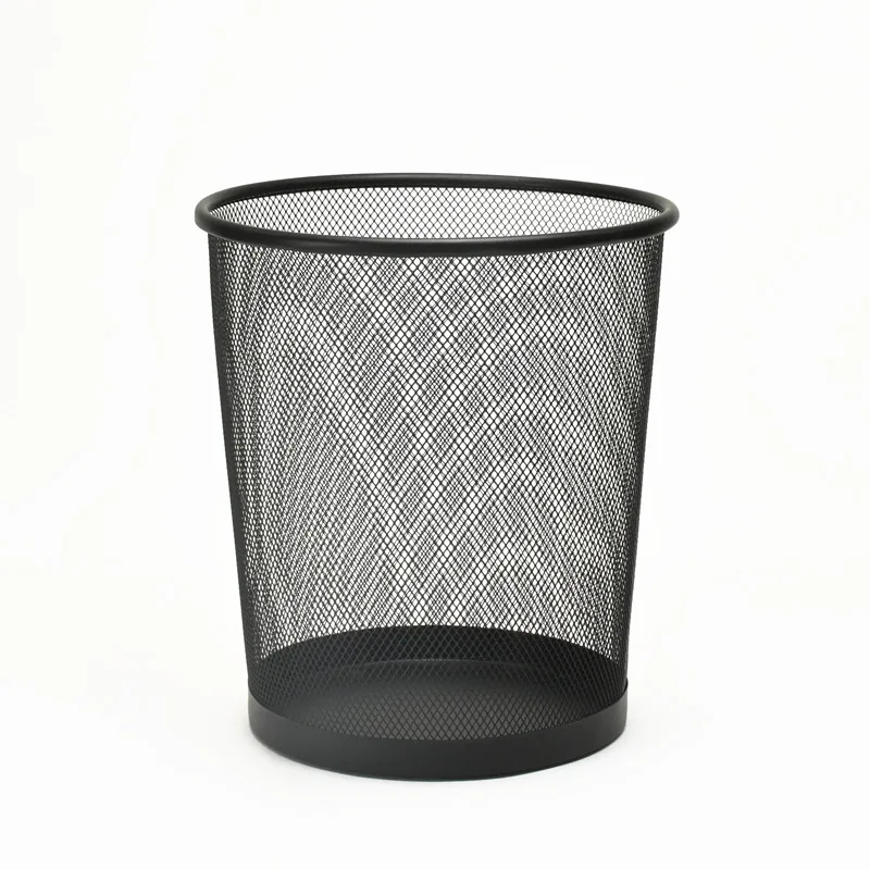 metal trash office wastebasket home armazenamento bucket iron mesh rust proof paper basket organizadores acessorios novo hot sale 2023 01