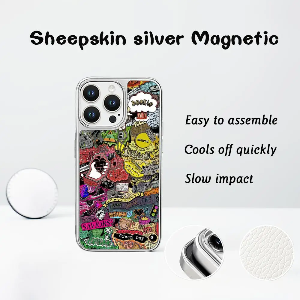 Чехол для телефона с зелеными плакатами в день крутой певицы для iPhone 16, 15, 14, 13, 12, 11 Pro Max, защитный чехол из овчины с серебряными краями Чехол для телефона с зелеными плакатами в день крутой певицы для iPhone 16, 15, 14, 13, 12, 11 Pro Max, защитный чехол из овчины с серебряными краями