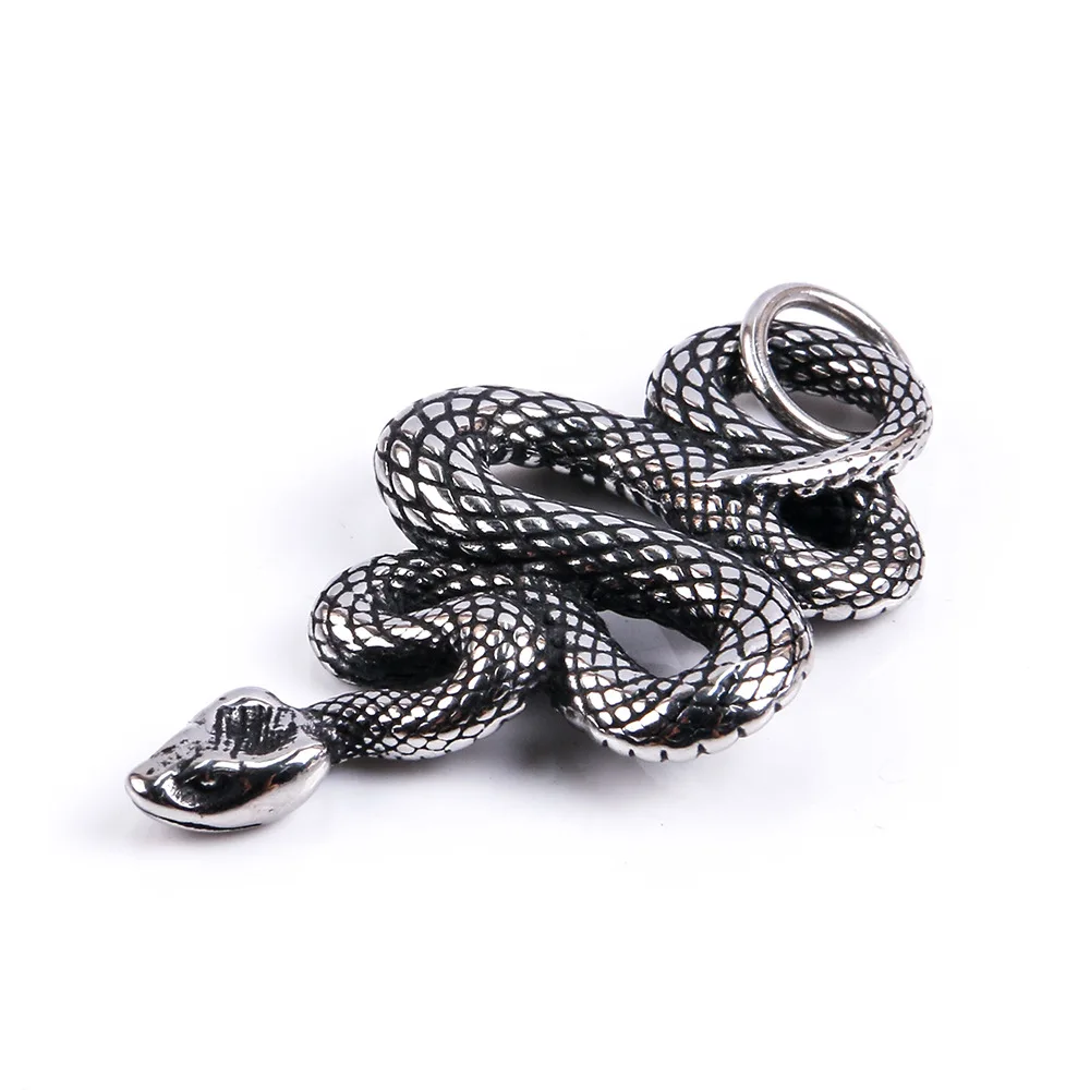 Snakes Pendant Men Curled Python Viper Necklaces 316L Stainless Steel Chain Rap Rock Punk for Friend Male Jewelry Gift Wholesale