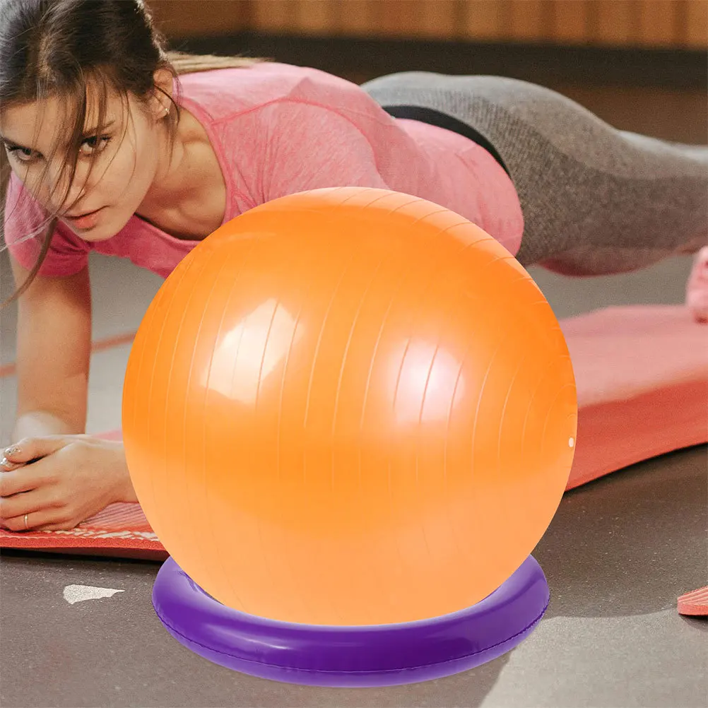 2 قطعة قاعدة اليوغا مستديرة نفخ المضادة للانزلاق حامل اللياقة البدنية لصالة الألعاب الرياضية مكتب دائم كرة التمرين حامل داعم كرة يوجا الدائري #4