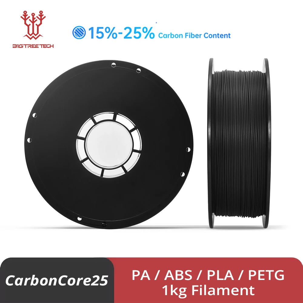 

BIQU CarbonCore25 Нить для 3D-печати PLA/ABS/PETG/PA 1 кг 1,75 мм Материалы для принтеров FDM из углеродного волокна Аксессуары для 3D-принтеров