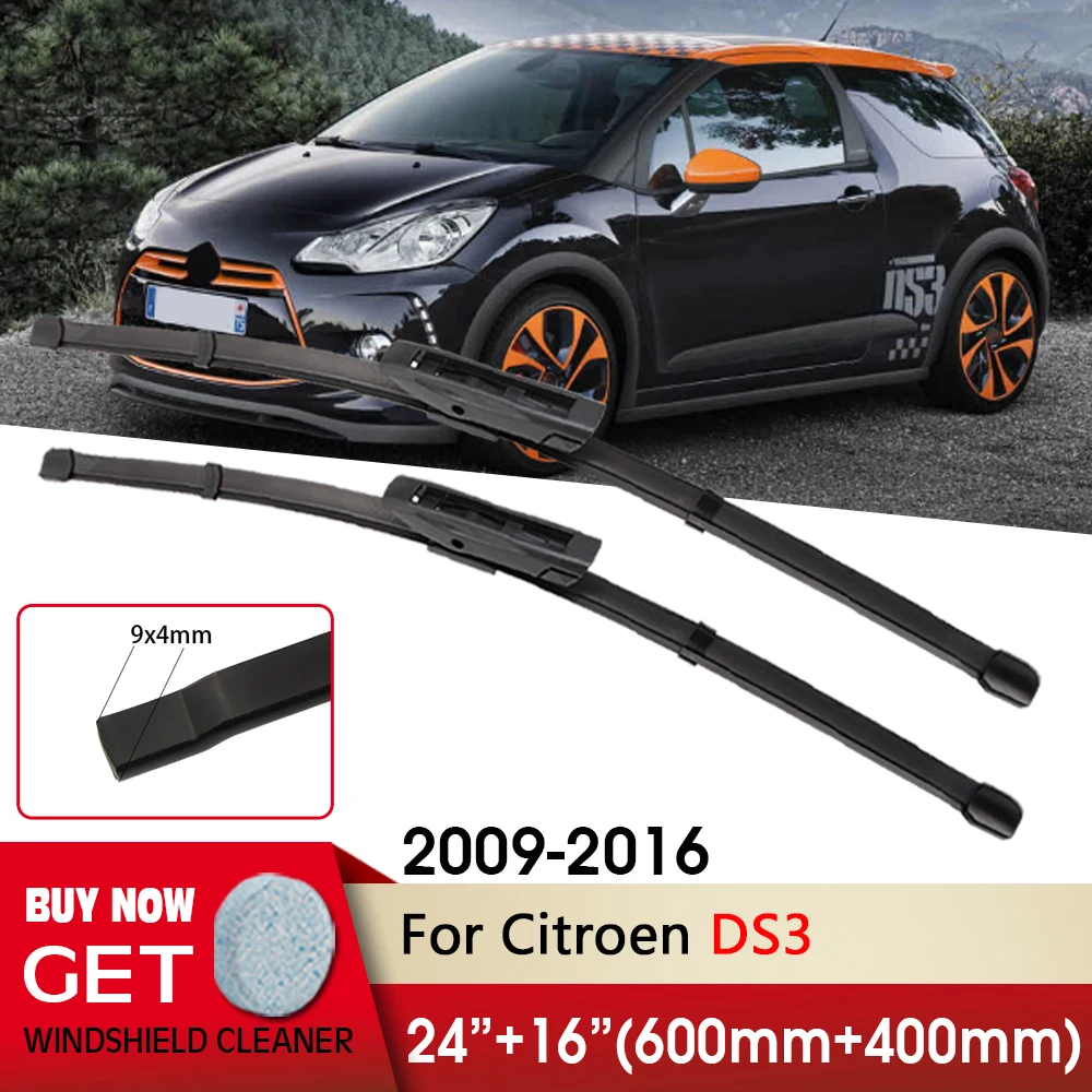 

Car Wiper Front Wiper Blades 24"+16" For Citroen DS3 2009-2016 Fit Push Button Front Windscreen Wipers Auto Accessories