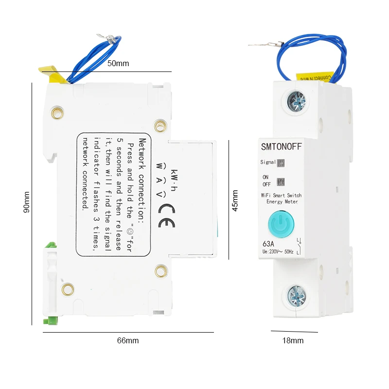 WiFi circuit breaker Smart din rail switch timer with energy meter voice control Alexa echo and google home for Smart Home