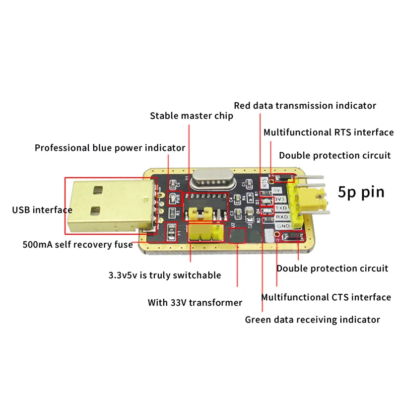 1 шт. CH340G RS232 USB в TTL модуль преобразователя UART последовательный порт STC Dowanloader программатор кисть обновление маленькая пластина