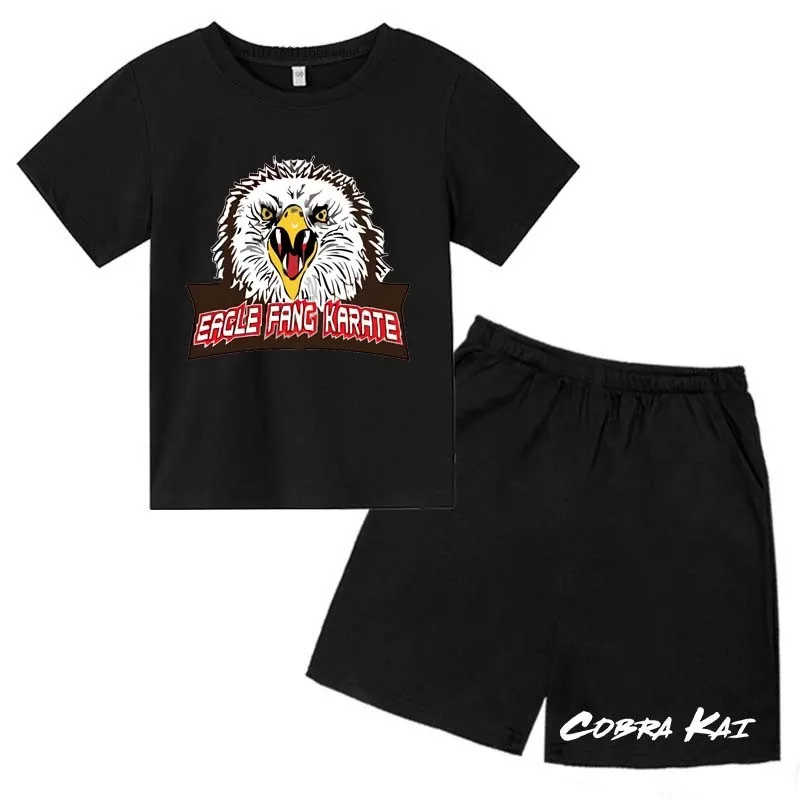 Eagle Fang Karate Kids Summer Soft Breathable T-shirts+Pants 2pcs Sports Suits 2-13Years Boys Girls Fashion Outfits Clothes Sets