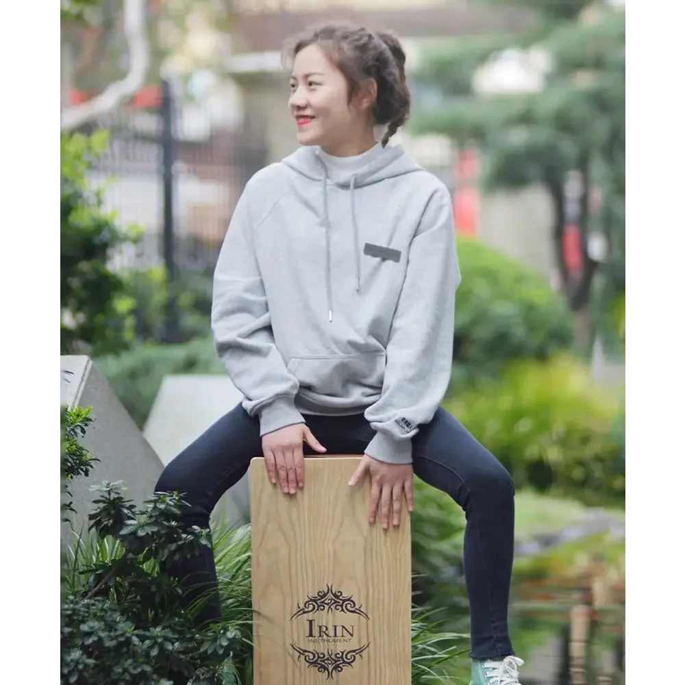 IRIN Traveling Cajon Box Portable Drum Flat Hand Drum Wooded Percussion Instrument with Strap Carry Bag