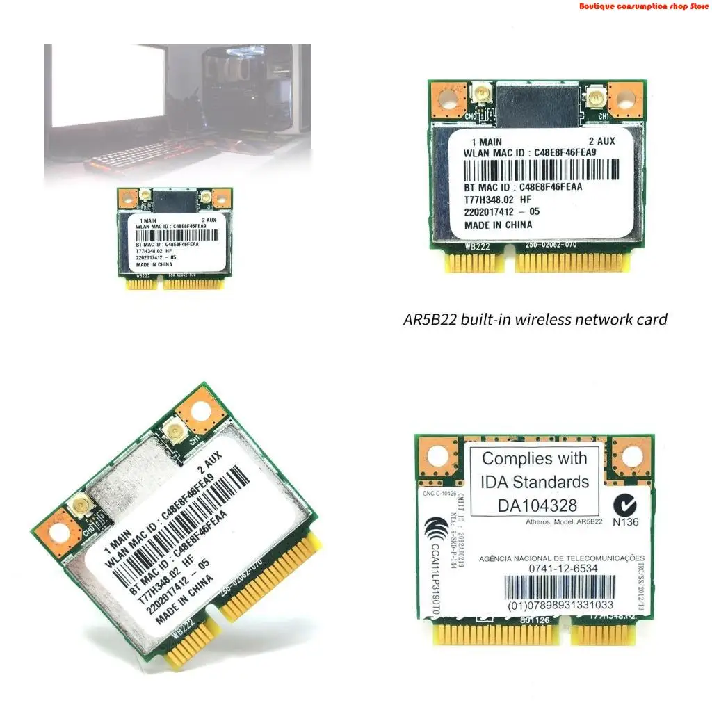 L9NA WIFI Card Small PCIE Networking  Card 300Mbps 2.4/5GHz for Laptops Fast Internet