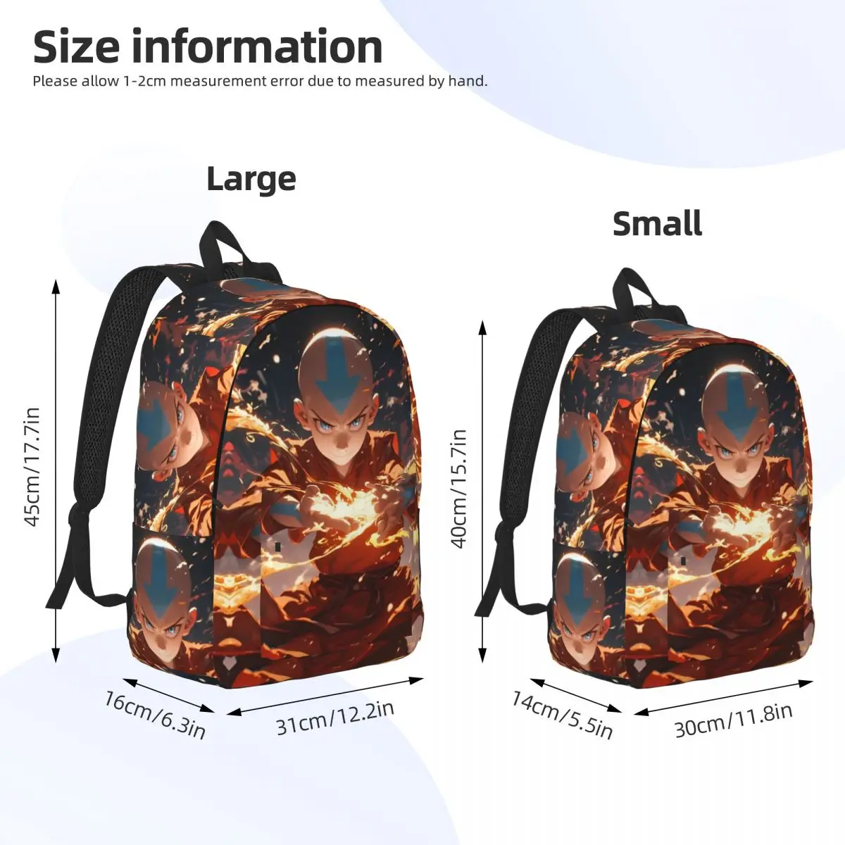 Avatar Fan Kunst Rucksack Middle High College Schüler Avatar der letzte Air bender Bookbag Teenager Leinwand Daypack Geschenk